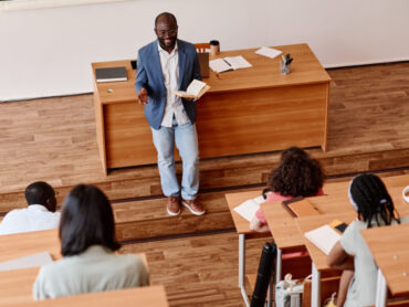 teacher telling lecture to-students at university